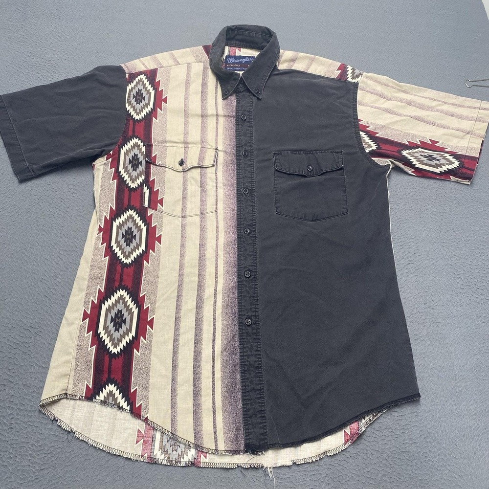 Wranglers Shirt Mens Medium Multicolor Geometric Short Sleeve Button Up Western